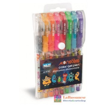 SET 8 PENNE GEL GLITTER -...