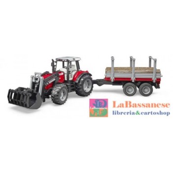 TRATTORE MASSEY FERGUSON 7480 CON RIMORCHIO TRASPORTO TRONCHI - 2046