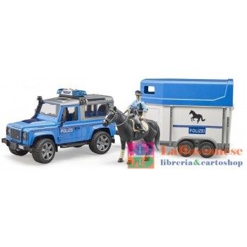 LAND ROVER DEFENDER POLIZIA CON RIMORCHIO, CAVALLO E POLIZIOTTO - 2588