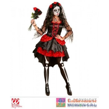 COST.SPOSA DIA DE LOS MUERTOS (VESTITO. VELO CON FIORI) (L) - 06113